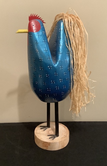 Large Hand Painted Handmade Chicken - Signed Edith John, 22"