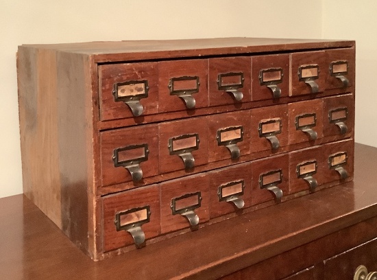 Antique 18-drawer Card Catalog Cabinet - 24"x12"x14"