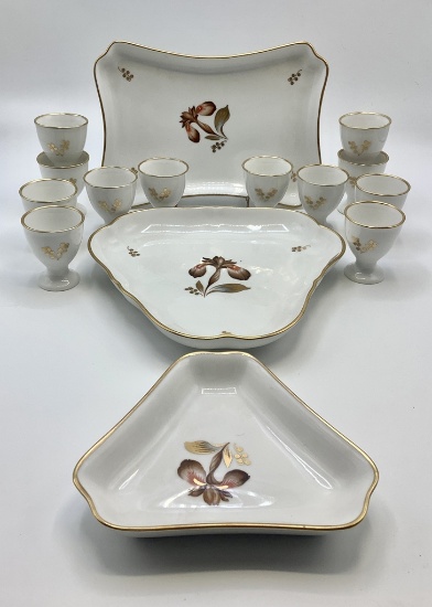 Royal Copenhagen - Brown Iris, Includes: (2 Small Dishes, 12 Egg Cups, Rect