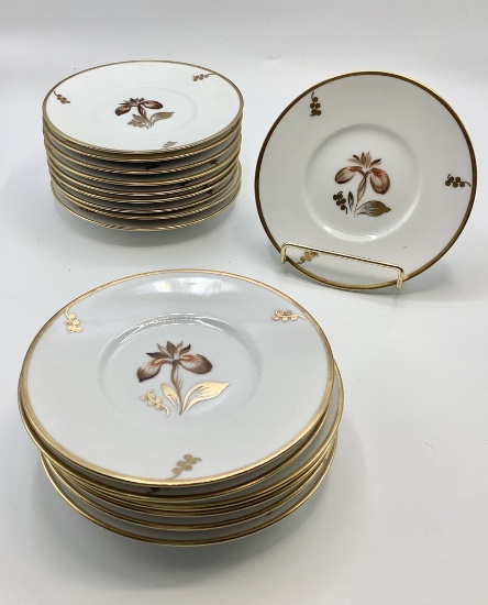 Royal Copenhagen - Brown Iris, Includes: (16 6¼" Bread Plates)