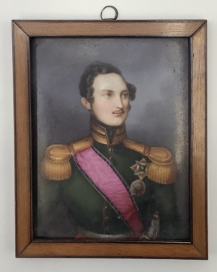 Hand Painted Portrait On Porcelain - Austrian Or German Officer, Circa 1938