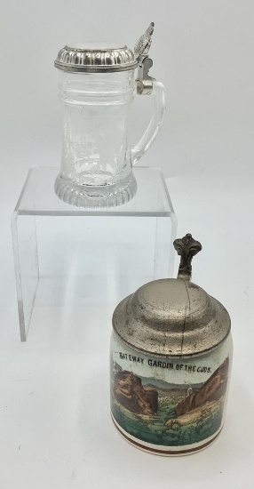 Old Germany Gateway Garden Of The Gods Stein - 3½";     Germany Etched Glas