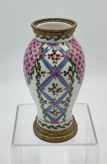 Early 20th Century French Porcelain & Bronze Vase - 5"