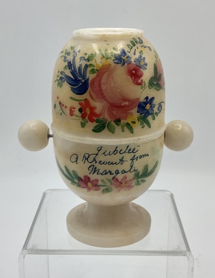 Rare Victorian Painted Alabaster Peep Egg - Scenes Of Iron Bridge Margate E