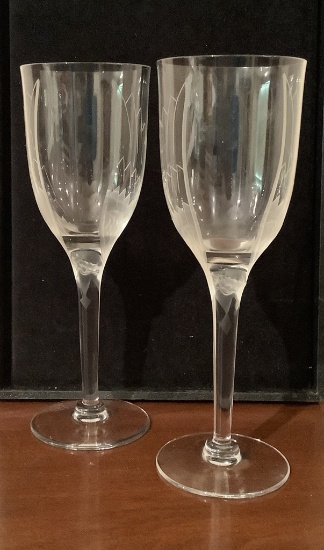 2 Lalique France Champagne Stems - Ange Angel, 8"