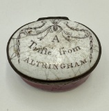 English Potch Box - Battersea, Circa 1780, Souvenir From Altringham, 1½