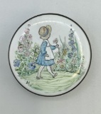 Antique Sterling & Enameled Pill Box - Essex England, 1½