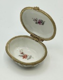 Antique Soft Paste French Hinged Trinket Box - 2½