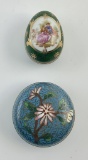 Vintage Limoges Egg Box;     Vintage Cloisonne Box - 2¼