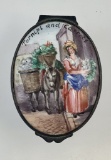 Antique Battersea Type Enameled Trinket/Snuff Hand Painted Box - Turnips &