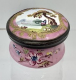Antique French Enameled Rouge Box - Circa 1800s, 1¼