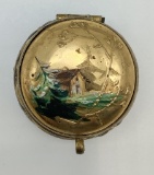 Antique Amethyst Hand Painted Enameled Pill Box - Circa 1800s, Signed, 1