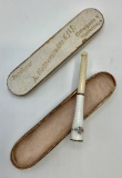 Antique Hand Painted & Enameled Cigarette Holder In Oval Box - 3