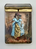 Antique Victorian French Hand Painted & Enameled Match Box - Circa 1800s, 1