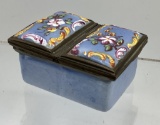Antique French Porcelain Hand Painted & Enameled Hinged Duet Box - 2