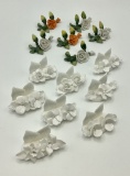 Set Of 8 Vintage Porcelain Place Card Holders;     Set Of 6 Vintage Porcela