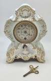 Antique Porcelain Clock In Royal Bonn Case - 7