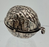 Rare Antique Victorian Sterling Walnut Form Pendant - 1½