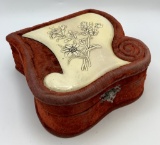 Antique Velvet & Celluloid Dresser Box - Velvet Is Aged-Worn, 7