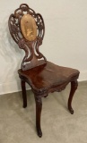 Vintage German Black Forest Carved & Inlaid Musical Chair - Notice Nice Mar