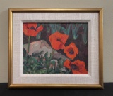 J. Mull Oil On Board - Poppies, Signed Lower Left, Framed, 12