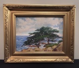 Mary Welch ( Student Of Birger Sandzén) Oil On Panel - Coastal Scenic, Sign