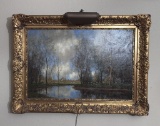 Arnold Marc Gorter (1866-1933) Oil On Canvas - Scenic W/ Water & Cows, Sign