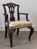 Antique Mahogany Chippendale Style Arm Chair - 23