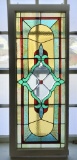 Antique Stained Glass Window W/ Original Wooden Frame - 19