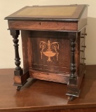 Wonderful Example Miniature English Davenport Desk W/ Classical Design Inla