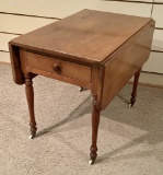 Antique Double Drop Leaf Table - Circa 1800s, Size W/ Leaves Down 17½