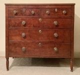 Antique Mahogany Sheraton Style Chest W/ 2 Over 3 Drawers - Circa Early 180