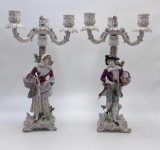 Antique Figural Candelabra - Circa 1800s, Beehive Mark On Base, 13