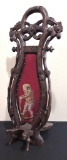 Antique Germany Black Forest Nicely Carved Boot Jack W/ Needlepoint - Victo