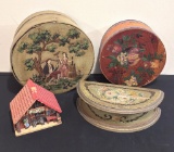3 Vintage Hand Painted Boxes;     Carved Musical - Made In Italy, Not Worki