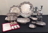11 Silverplated Serving Pieces - Large Platter Is 16