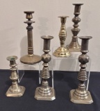 Estate Lot Antique Brass Candlesticks - Circa 1800s