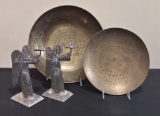 2 Vintage Hand Chased Brass Dragon Bowls - 13