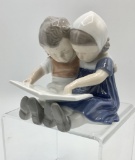 Bing & Grondahl Figure - Boy & Girl Reading A Book, 4½