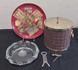 Estate Lot - Includes: Vintage Ice Bucket, Scale Of Justice Cigar Ashtray E