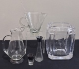Estate Lot - Vintage Barware Includes: Martini Pitcher W/ Sterling Base, 9