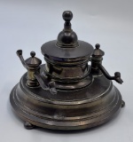 Vintage English Brass Inkwell & Pen Holder - 6