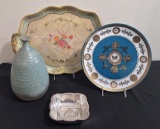 Estate Lot - 4 Pieces Mid-Century Modern Items, Tray Is 17
