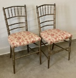 2 Small Vintage Chairs W/ Gold Paint - As Found W/ Loose Spindles, 16