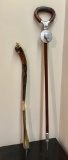 Long Vintage Shoe Horn;     Antique English Shooting Stick - 33½