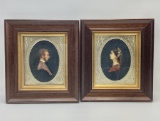 Vintage Wax Cast Portraits In Wooden Frames - Abraham Lincoln & Mary Todd L