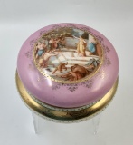 Nice Vintage Czechoslovakia Powder Box - Beehive Mark W/ Portrait Inside, C