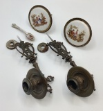Pair French Bronze Wall Candle Sconces - 8