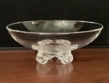 Steuben Crystal Bowl - Raised On 4 Scroll Feet, 8