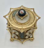 French Moreau Perfume Bottle Casket  -W/ Hand Painted Cameo On Lid, Circa 1